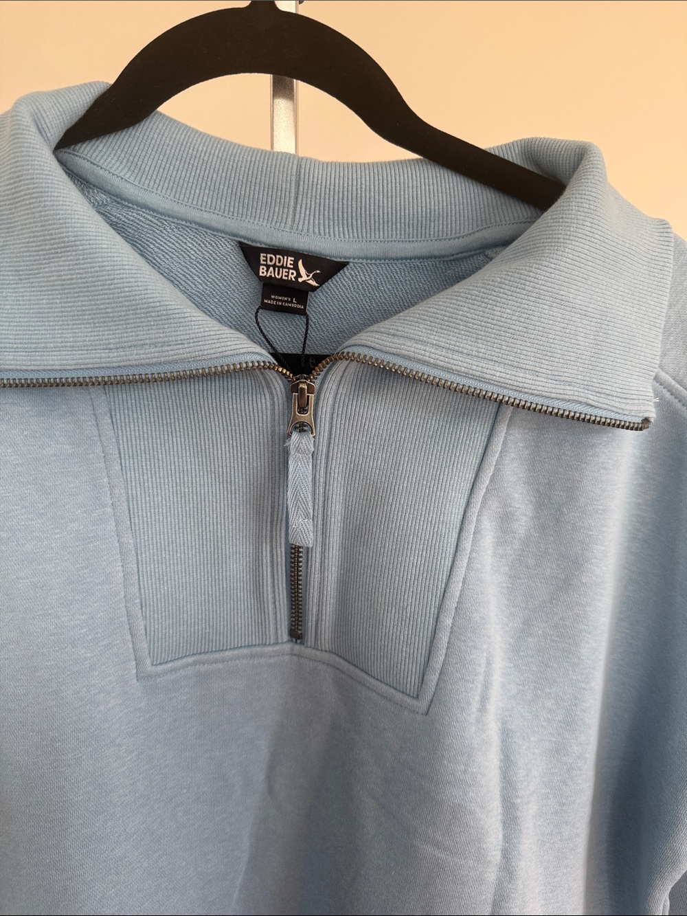 NWT Eddie Bauer Women’s Sky Blue Half-Zip Pullover Sweater - Picture 4 of 10